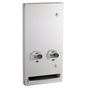 016-B370634C Semi Recessed Sanitary Napkin/Tampon Dispenser - Free Vend, Stainless Steel