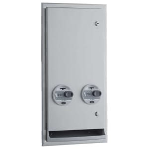 016-B370625 Recessed Sanitary Napkin/Tampon Dispenser - Free Vend, Stainless Steel