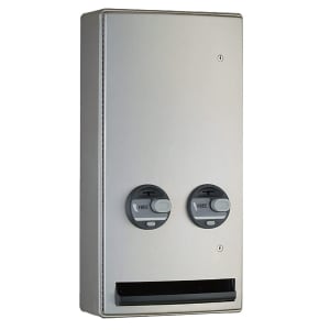 016-B47069C Surface Mount Sanitary Napkin/Tampon Dispenser - Free Vend, Stainless Steel