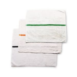 094-700BRTBLS White Cotton Bar Towel w/ Blue Stripe, 16" x 19"