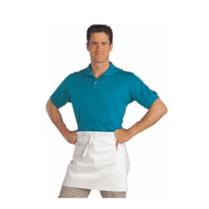 094-607HBA2WH 1/2 Size Bistro Apron, Heavyweight 50/50 Twill, 28"  x 19", White