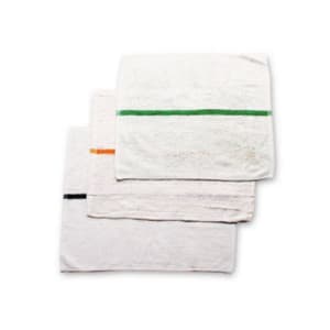 094-700BRTGRS White Cotton Bar Towel w/ Green Stripe, 16" x 19"