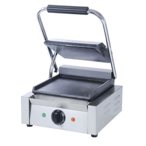 122-SG811F Single Commercial Panini Press w/ Cast Iron Smooth Plates, 120v