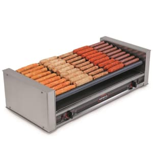 128-8045WSLT220 45 Hot Dog Roller Grill w/ Manual Controls - Slanted Top, 220v