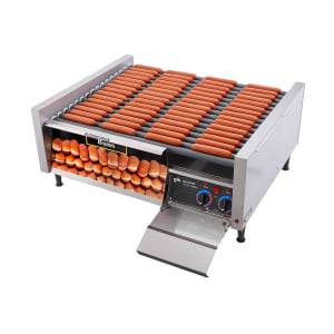 062-75STBD 75 Hot Dog Roller Grill w/ Bun Storage - Slanted Top, 120v