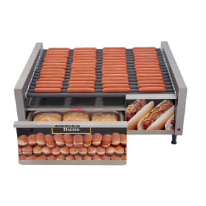 062-75SCBDE 75 Hot Dog Roller Grill w/ Bun Storage - Slanted Top, 120v