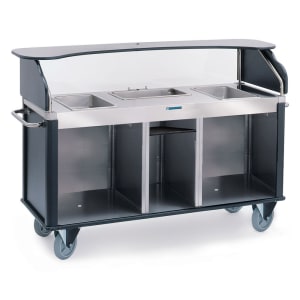 121-68220BLK Kiosk Type Food Cart w/ Enclosed Cabinet, 77 1/4"L x 28 1/4"W x 52 1/2&quo...