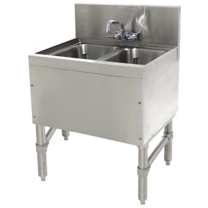 161-PRB1922C 24" 2 Compartment Sink w/ 10"L x 14"W Bowl, 10" Deep