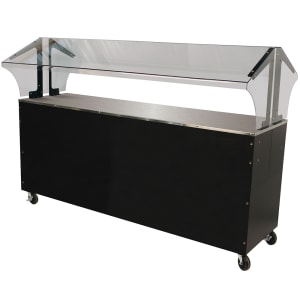161-B5STUBSB 77 3/4" Mobile Food Bar w/ Enclosed Base & Stainless Top, Black
