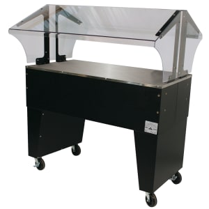 161-B3STUB 47 1/8" Mobile Food Bar w/ Open Base & Stainless Top, Black