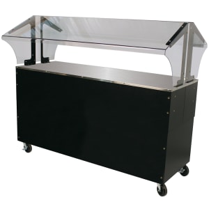 161-B4STUBSB 62 7/16" Mobile Food Bar w/ Enclosed Base & Stainless Top, Black