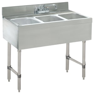 161-CRB33C 36" 3 Compartment Sink w/ 10"L x 14"W Bowl, 10" Deep