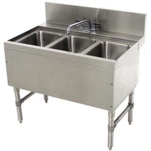 161-PRB2433C 36" 3 Compartment Sink w/ 10"L x 14"W Bowl, 10" Deep