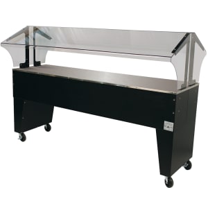 161-B5STUB 77 3/4" Mobile Food Bar w/ Open Base & Stainless Top, Black