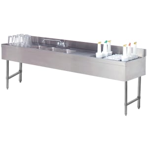 161-CRC73CR 84" 3 Compartment Sink w/ 10"L x 14"W Bowl, 10" Deep