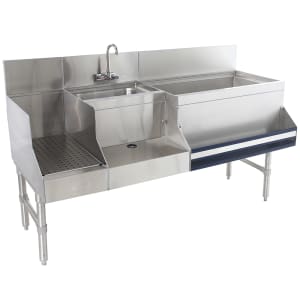 161-PRU1960R 60" Prestige Uni-Serv Cocktail Station w/ 89 lb Ice Bin, Stainless Steel