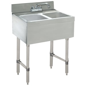 161-CRB22C 24" Underbar Work Board 2 Sink Compartment Unit, Deck Mounted Faucet