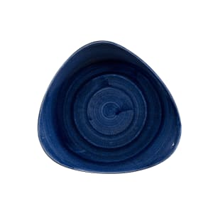 893-PABLTR91 9" Triangular Patina Plate - Ceramic, Cobalt Blue