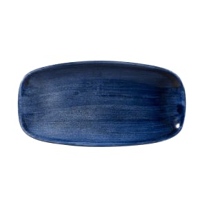 893-PABLXO141 13 7/8" x 7 3/8" Oblong Patina Plate - Ceramic Cobalt Blue