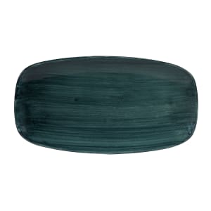 893-PATRXO141 13 7/8" x 7 3/8" Oblong Patina Chef's Plate - Ceramic Rustic Teal