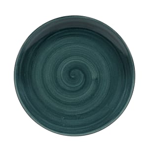 893-PATREV111 11 1/4" Round Patina Plate - Ceramic, Rustic Teal