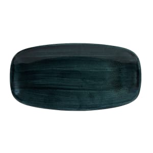 893-PATRXO111 11 3/4" x 6" Oblong Patina Chef's Plate - Ceramic Rustic Teal