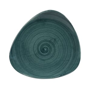 893-PATRTR91 9" Triangular Patina Plate - Ceramic, Rustic Teal