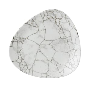 893-KTAGTR91 9" Triangular Kintsugi Plate - Ceramic, Agate Grey