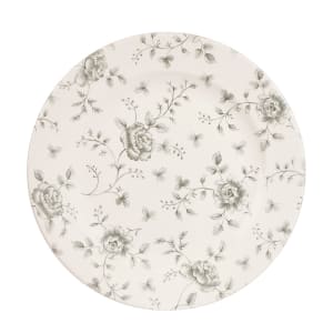 893-RCGVP111 12" Round Vintage Prints Profile Plate - Ceramic, Gray Rose Chintz