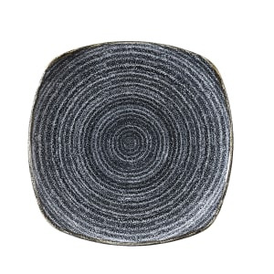 893-SPCBSP91 8 1/2" Square Homespun Plate - Ceramic, Charcoal Black