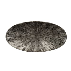 893-STQBOV301 Oval Studio Prints® Chef's Plate - 11 3/4" x 5 7/8", Ceramic, Quartz Black