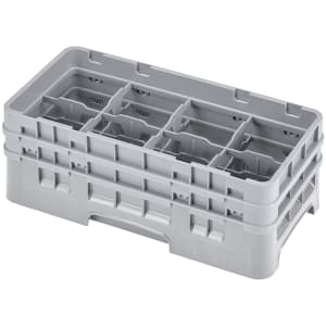144-8HS434151 Camrack Glass Rack - Half Size, (2)Extenders, 8 Compartment, Soft Gray