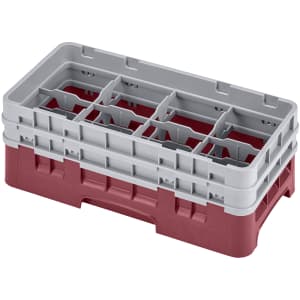 144-8HS434416 Camrack Glass Rack - Half Size, (2)Extenders, 8 Compartments, Cranberry