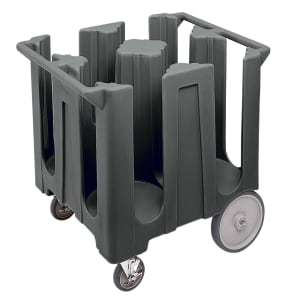 144-DC1225191 32 3/4" Mobile Dish Caddy w/ (4) Columns - Plastic, Granite Gray