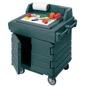 144-KWS40192 40 9/16" Mobile Serving Counter w/ Cabinet & Polyethylene Top, Granite Gree...