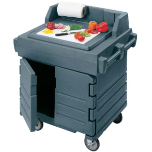 144-KWS40426 40 9/16" Mobile Serving Counter w/ Cabinet & Polyethylene Top, Black/Granit...