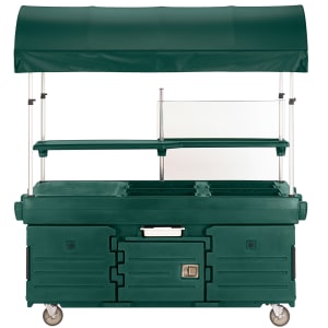 144-KVC854C519 Kiosk Type Food Cart w/ Cover & Lockable Storage, 85 1/8"L x 33 1/2"W x 94"H, Green