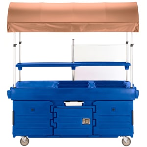 144-KVC854C186 Kiosk Type Food Cart w/ Cover & Lockable Storage, 85 1/8"L x 33 1/2"W x 94"H, Blue