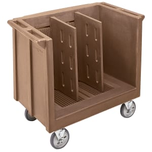 144-TDC30157 38 7/8" Mobile Dish Caddy w/ (3) Columns - Plastic, Coffee Beige