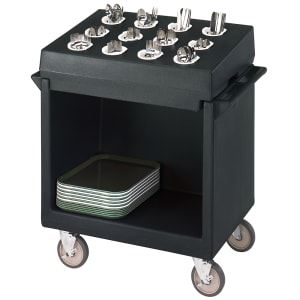 144-TDCR12110 Dish Cart & Cutlery Rack - 12 Compartment, Black