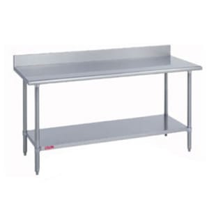 212-314S30725R 72" 14 ga Work Table w/ Undershelf & 300 Series Stainless Top, 5" Ba...