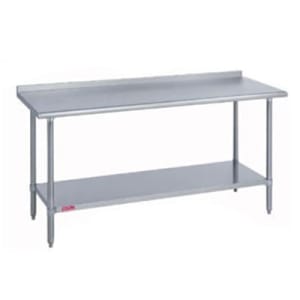 212-314S30722R 72" 14 ga Work Table w/ Undershelf & 300 Series Stainless Top, 1 1/8" Backsplash