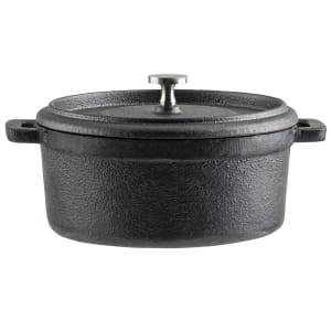 229-10748 16 oz Cast Iron Cocotte Dutch Oven w/ Stainless Steel Knob - Black