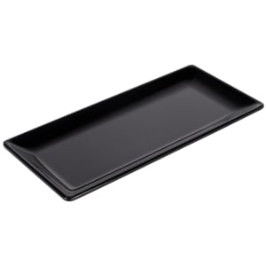701-D126RCB 12" x 5 1/2" Rectangular Sqaured Platter - Melamine, Black