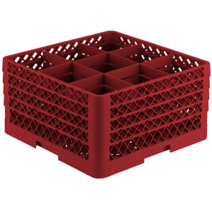 175-TR10FFFF02 Rack-Master Glass Rack w/ (9) Compartments - (4) Extenders, Red