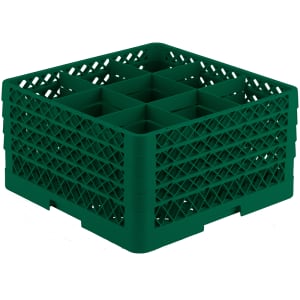175-TR10FFFF19 Rack-Master Glass Rack w/ (9) Compartments - (4) Extenders, Green
