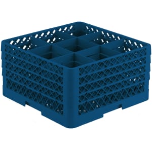 175-TR10FFFF44 Rack-Master Glass Rack w/ (9) Compartments - (4) Extenders, Royal Blue