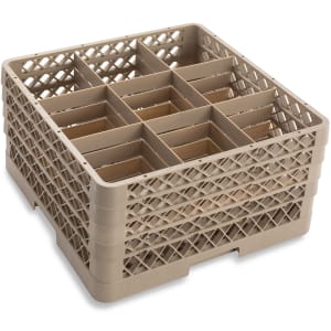 175-TR10FFFF Traex® Glass Rack w/ (9) Compartments - (4) Extenders, Beige