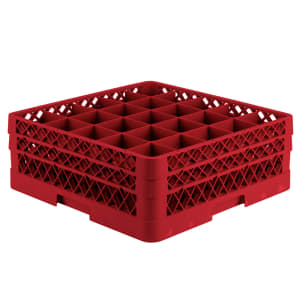 175-TR6BB02 Rack-Master Glass Rack w/ (25) Compartments - (2) Extenders, Red