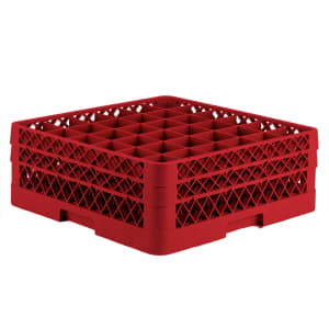 175-TR7CC02 Rack-Master Glass Rack w/ (36) Compartments - (2) Extenders, Red